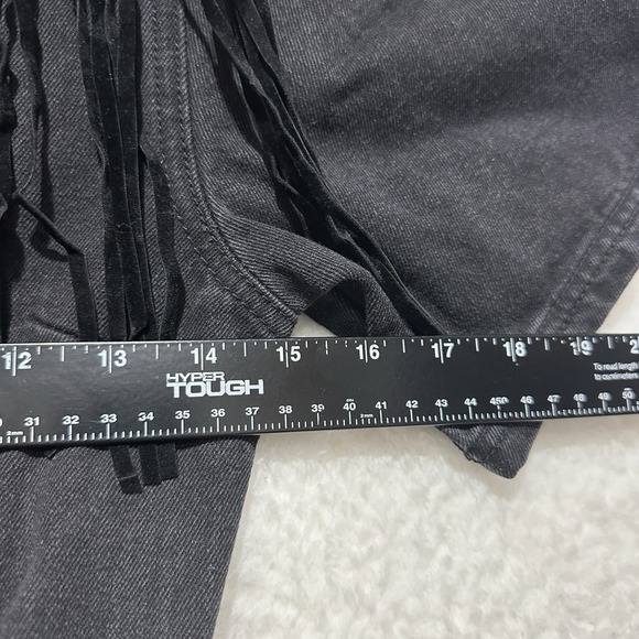 Nasty Gal Collection Black Denim Fringe Detailing Zip Up Front Jumpsuit Sz‎ US 4 - Picture 13 of 16